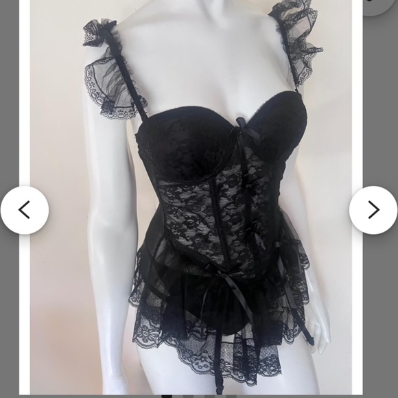The Escanté Collection Vintage Black Lace Garter Bustier Lingerie Top Size M - Picture 12 of 12